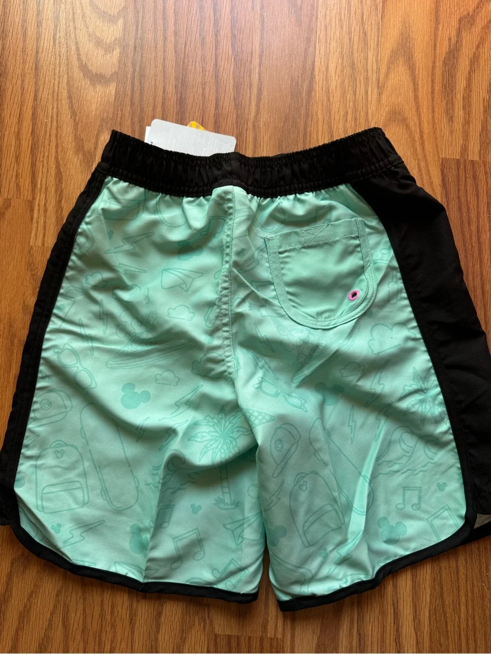 Disney Boys' Mint Green Mickey Mouse Swim Trunks with Black Trim NWT